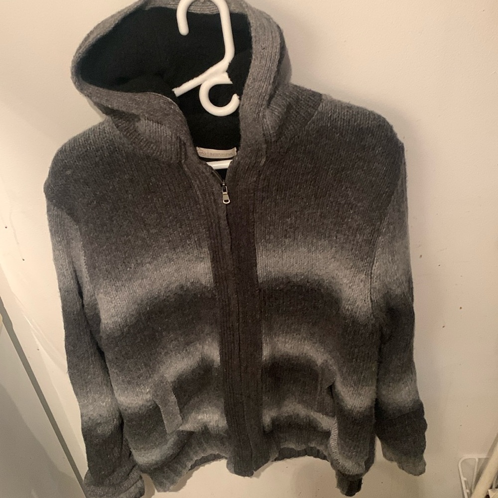 Incredible Nevada Grey Gradient Full Zip Sherpa Hoodie SZ Medium 🔥
